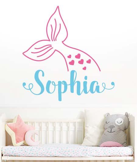 Personalized_cute_mermaid_custom_wall_decal_mosaic - Sticker Swag