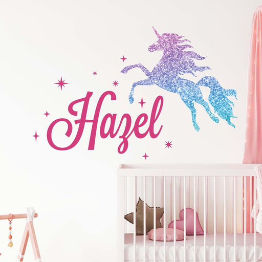 Personalized Adorable Unicorn Name Wall Decal - Sticker Swag