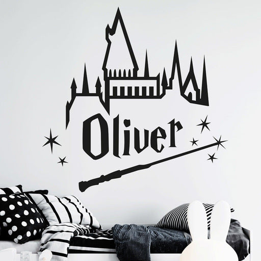 Personalized Castle & Magic Wand Name Wall Decal - Sticker Swag