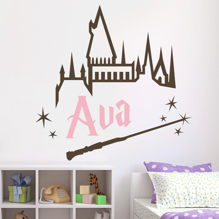 Personalized Castle & Magic Wand Name Wall Decal - Sticker Swag