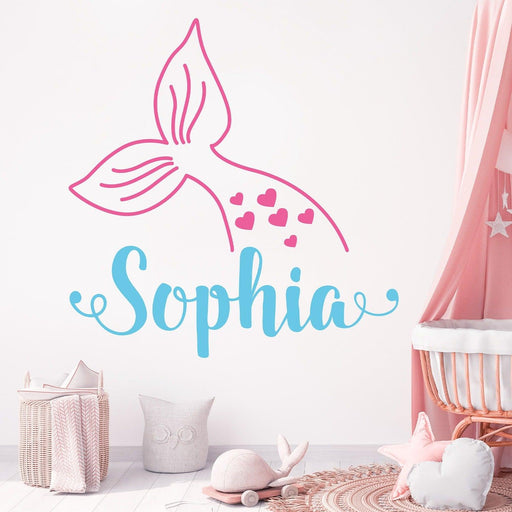 Personalized Cute Mermaid Name Wall Decal - Sticker Swag